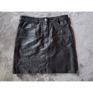 First Classic Leather Gear Skirt Women's Size 1O  Black Biker Retro